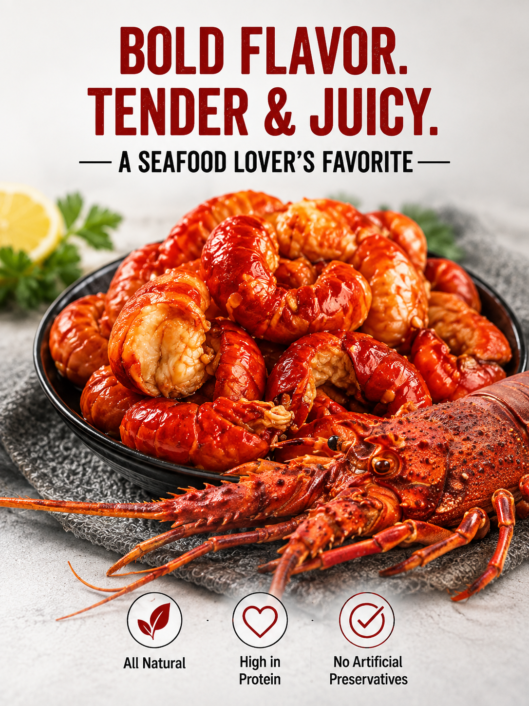 Fresh lobster tail meat with shell-MHW