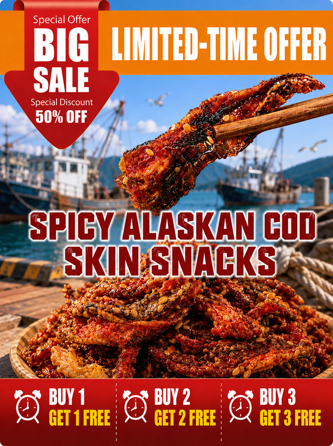 🌶️Premium Crispy Spicy Cod Skin Snack | Crunchy Seafood Chips-MHW