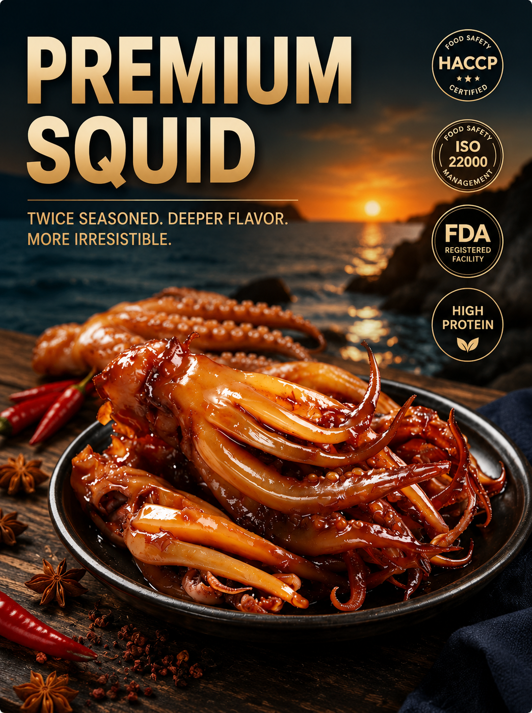 🦑BBQ Roasted Whole Squid Snack – Ready to Eat, Individually Wrapped-MHW